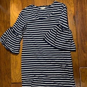 EUC Madewell striped ruffle Sleeve dress MEDIUM